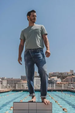 Homme Le Temps des Cerises Coupe Relax-1998 Basic 7/8Eme Jeans Vintage Destroy Bleu N°2