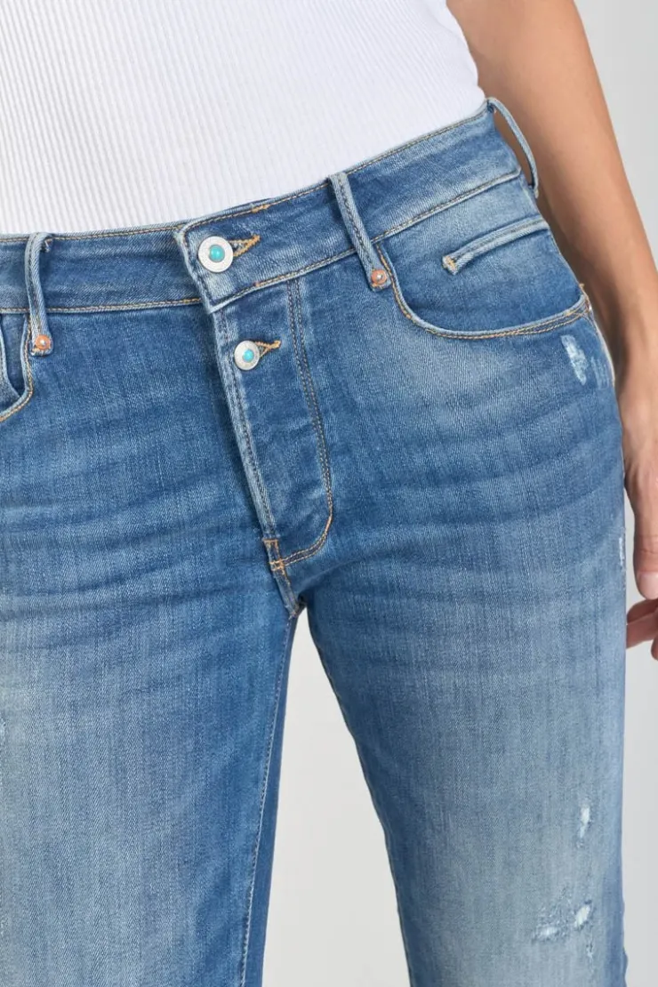 Femme Le Temps des Cerises Coupe Slim-Anil Pulp Slim Taille Haute 7/8Eme Jeans Destroy Bleu N°3