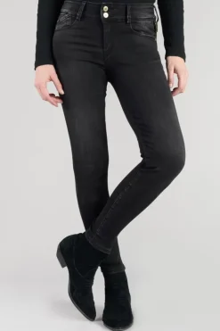 Femme Le Temps des Cerises Coupe Slim-Bari Ultra Pulp Slim Taille Haute 7/8Eme Jeans Noir N°1