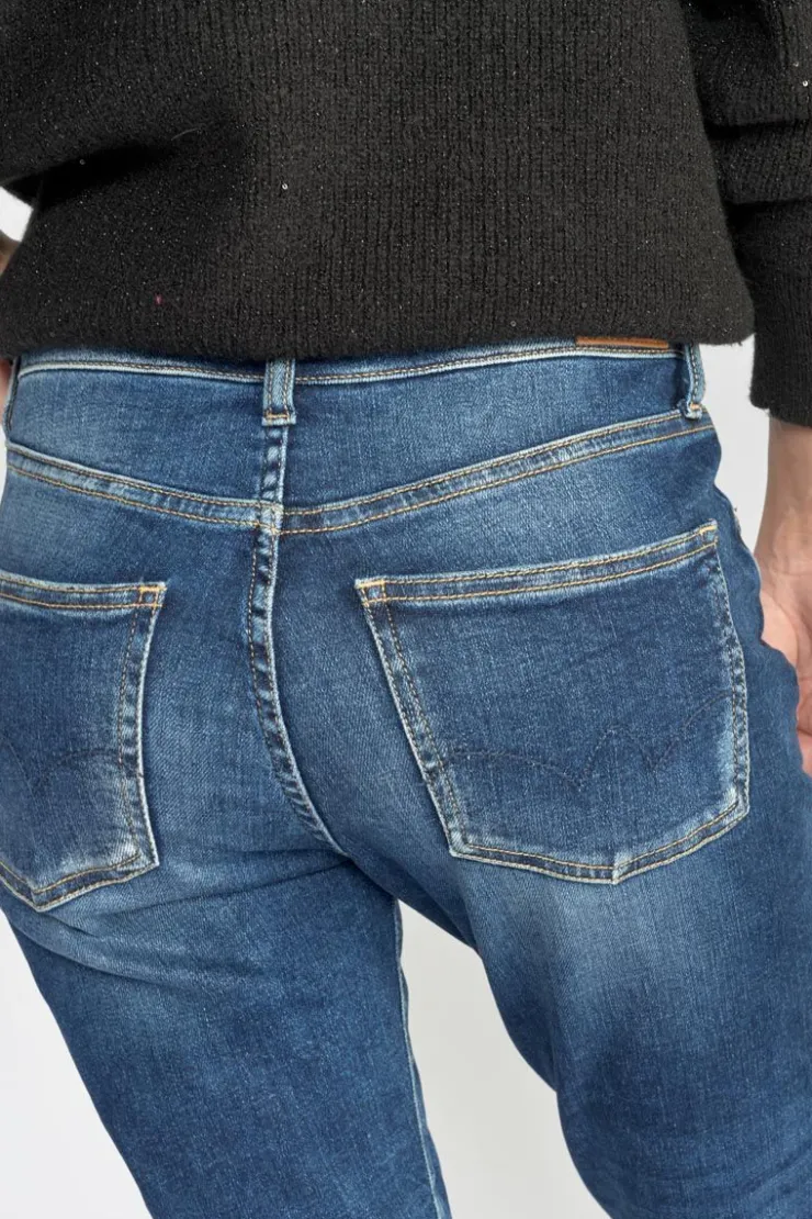 Femme Le Temps des Cerises Coupe Regular-Basic 400/17 Mom Taille Haute 7/8Eme Jeans Destroy Bleu N°2