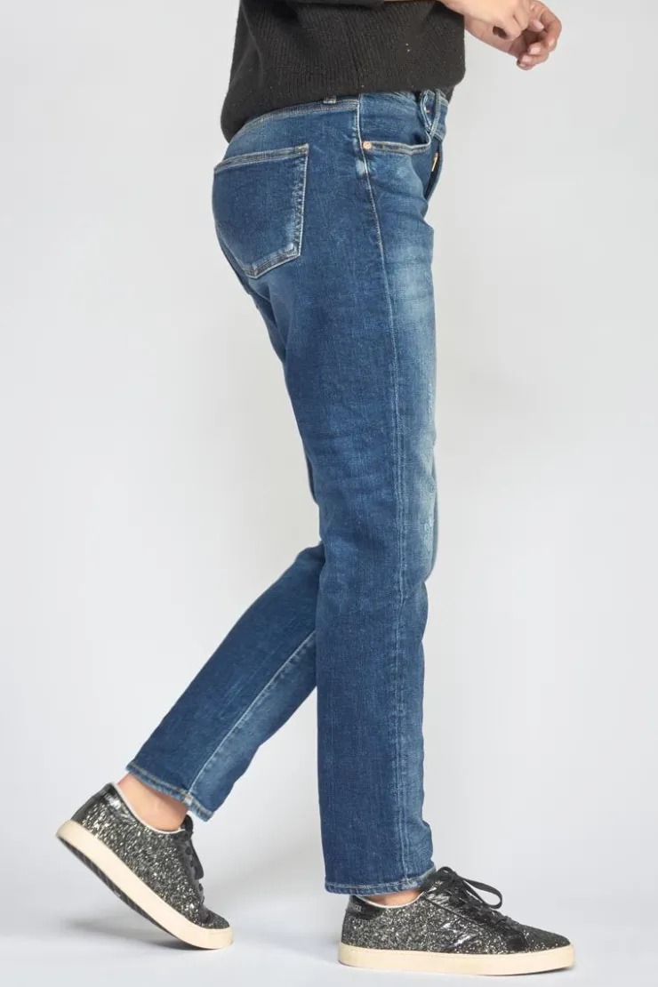 Femme Le Temps des Cerises Coupe Regular-Basic 400/17 Mom Taille Haute 7/8Eme Jeans Destroy Bleu N°2