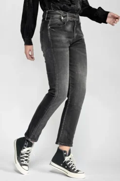 Femme Le Temps des Cerises Coupe Regular-Basic 400/17 Mom Taille Haute 7/8Eme Jeans Noir N°1