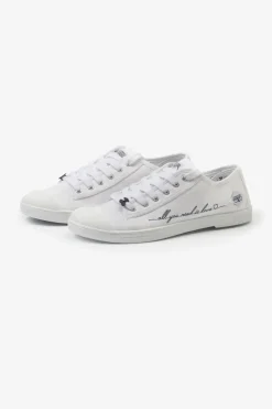 Femme Le Temps des Cerises Chaussures-Baskets Basic Blanches Brodees