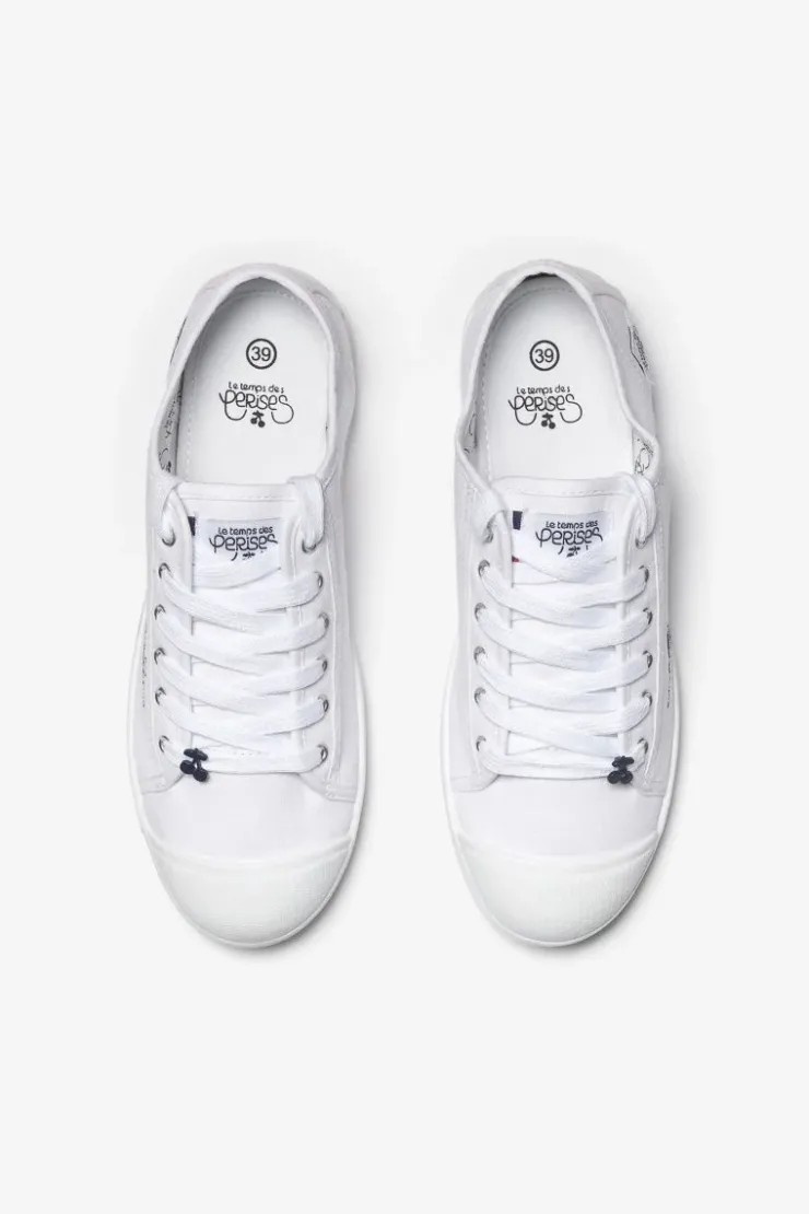 Femme Le Temps des Cerises Chaussures-Baskets Basic Blanches Brodees