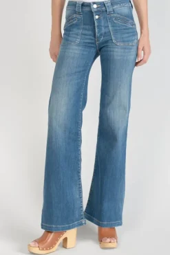 Femme Le Temps des Cerises Taille Haute-Beni Pulp Flare Taille Haute Jeans Bleu N°2