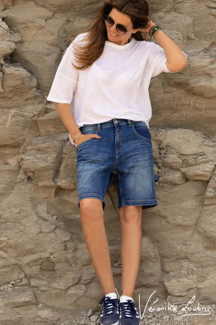 Femme Le Temps des Cerises Jupes & Shorts-Bermuda Charpentier En Jeans Bleu By Veronika Loubry