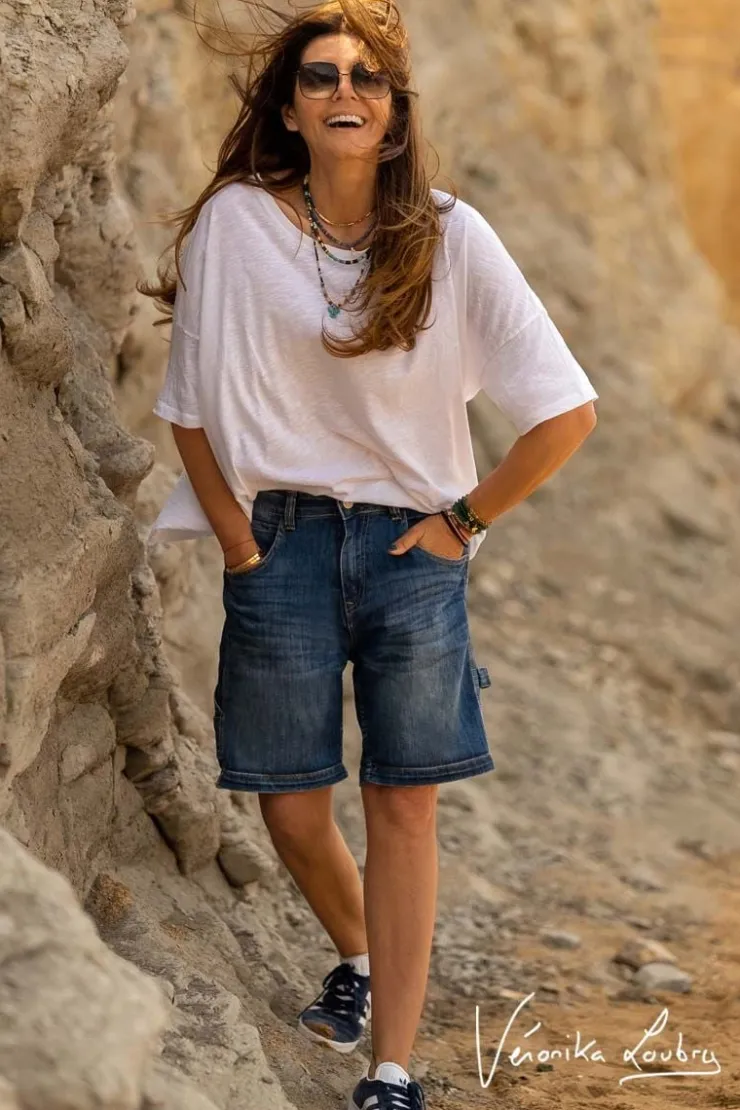 Femme Le Temps des Cerises Jupes & Shorts-Bermuda Charpentier En Jeans Bleu By Veronika Loubry