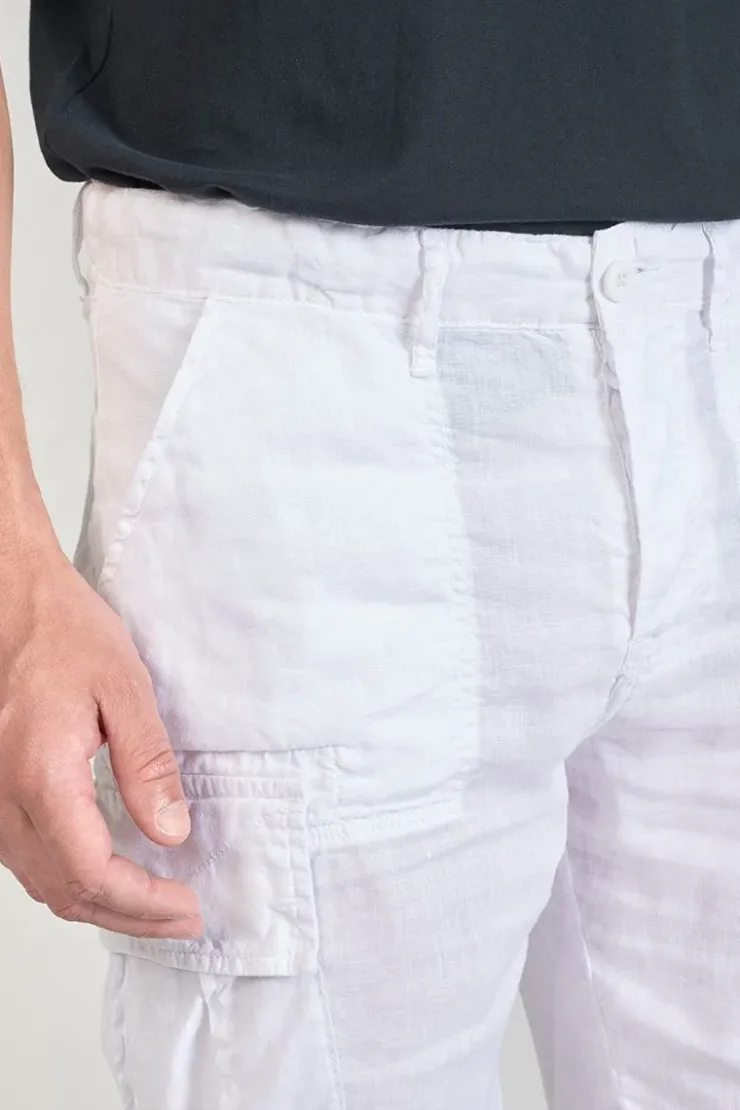 Homme Le Temps des Cerises Shorts & Bermudas-Bermuda En Lin Rocca Blanc