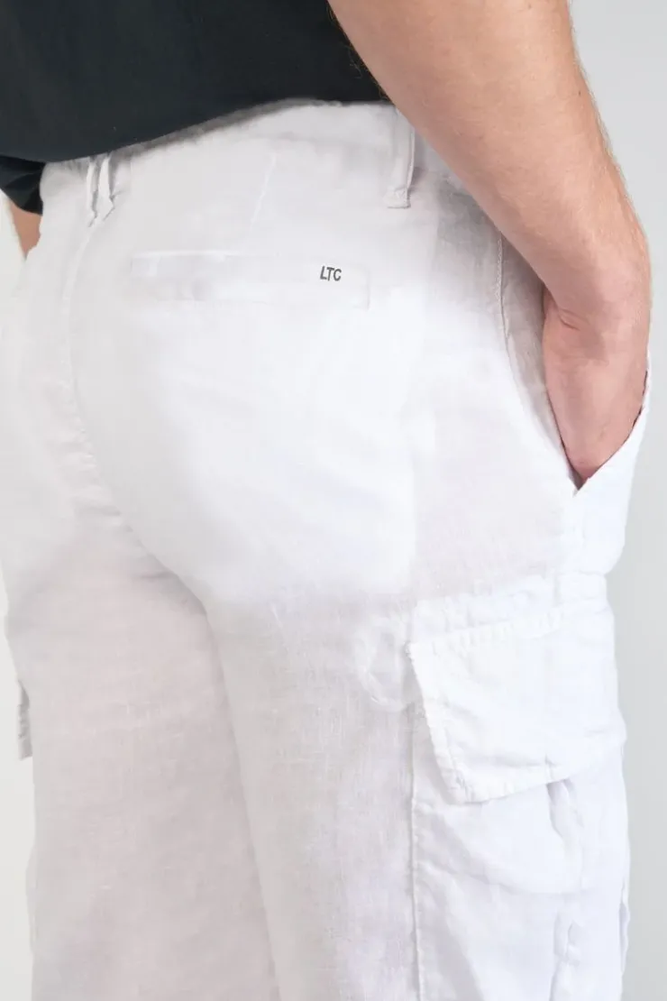 Homme Le Temps des Cerises Shorts & Bermudas-Bermuda En Lin Rocca Blanc