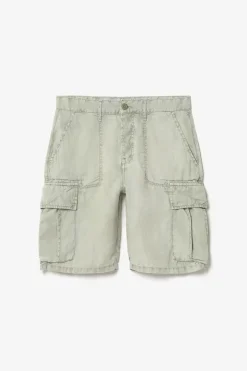 Homme Le Temps des Cerises Shorts & Bermudas-Bermuda En Lin Rocca Vert Amande