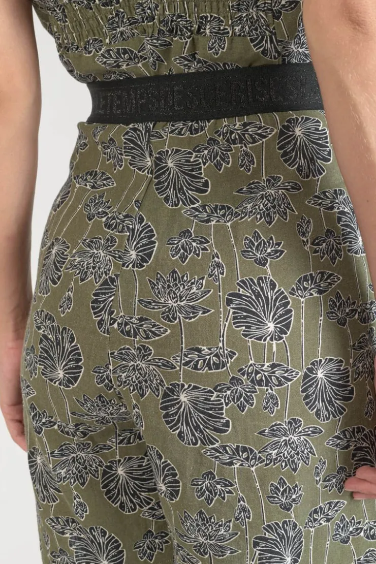 Femme Le Temps des Cerises Shorts & Jupes-Bermuda Fost Kaki A Motif Fleuri