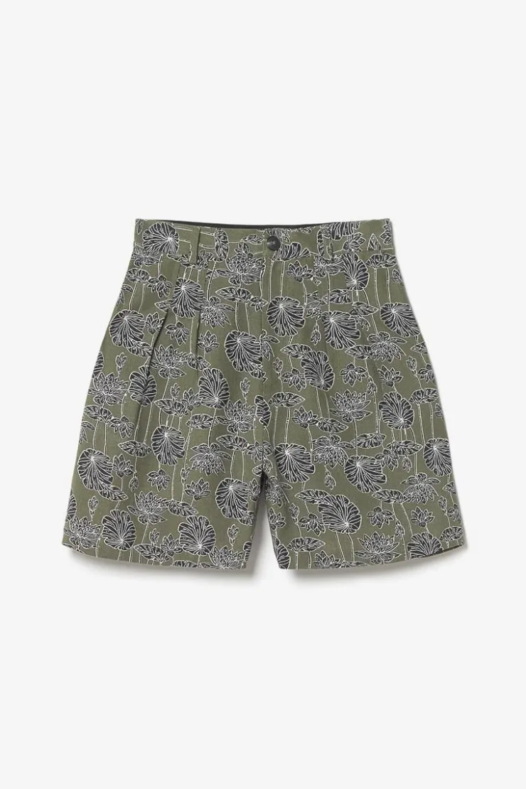 Femme Le Temps des Cerises Shorts & Jupes-Bermuda Fost Kaki A Motif Fleuri