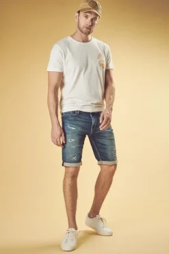 Homme Le Temps des Cerises Blue Jogg-Bermuda Jogg Oc Bleu Delave Destroy