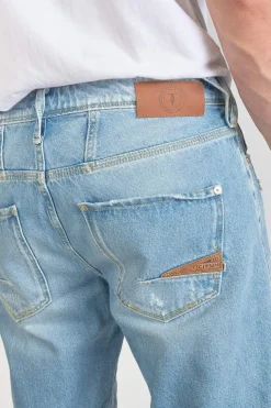 Homme Le Temps des Cerises Bermudas-Bermuda Laredo En Jeans Bleu Clair Delave Destroy