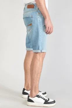 Homme Le Temps des Cerises Bermudas-Bermuda Laredo En Jeans Bleu Clair Delave Destroy