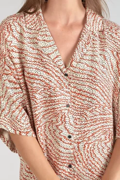 Femme Le Temps des Cerises Chemises-Blouse Freila A Motif Orange Et Noir