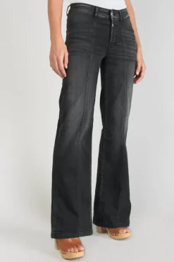 Femme Le Temps des Cerises Taille Haute-Bran Pulp Flare Taille Haute Jeans Noir N°1
