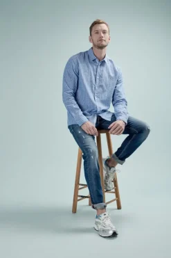 Homme Le Temps des Cerises Coupe Adjusted-Camoins 700/11 Adjusted Jeans Destroy Bleu N°3