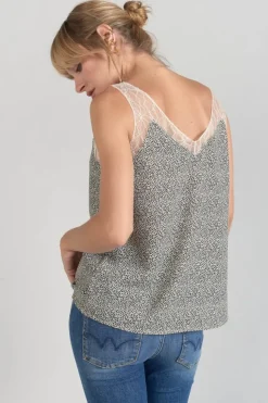 Femme Le Temps des Cerises Tops-Caraco Lucine A Motif Et Noir