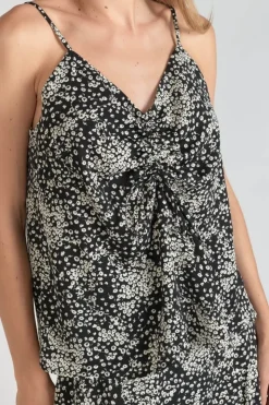 Femme Le Temps des Cerises Tops-Caraco Veronic A Motif Fleuri Noir Et Blanc