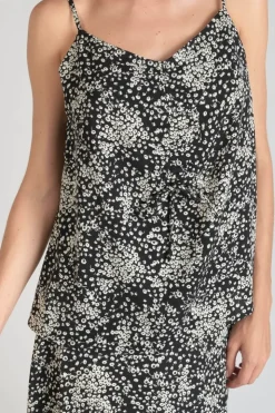 Femme Le Temps des Cerises Tops-Caraco Veronic A Motif Fleuri Noir Et Blanc