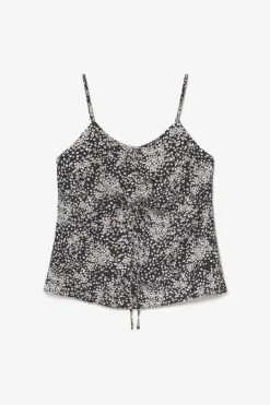 Femme Le Temps des Cerises Tops-Caraco Veronic A Motif Fleuri Noir Et Blanc