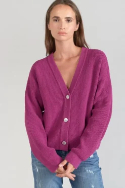Femme Le Temps des Cerises Pulls & Sweats & Cardigans-Cardigan Enel Violine
