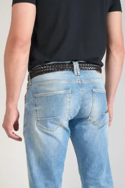 Homme Le Temps des Cerises Ceintures-Ceinture Brazol En Cuir Noir Tresse