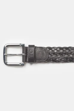 Homme Le Temps des Cerises Ceintures-Ceinture Brazol En Cuir Noir Tresse