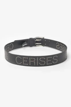 Femme Le Temps des Cerises Ceintures-Ceinture Clouty En Cuir Noir Cloute