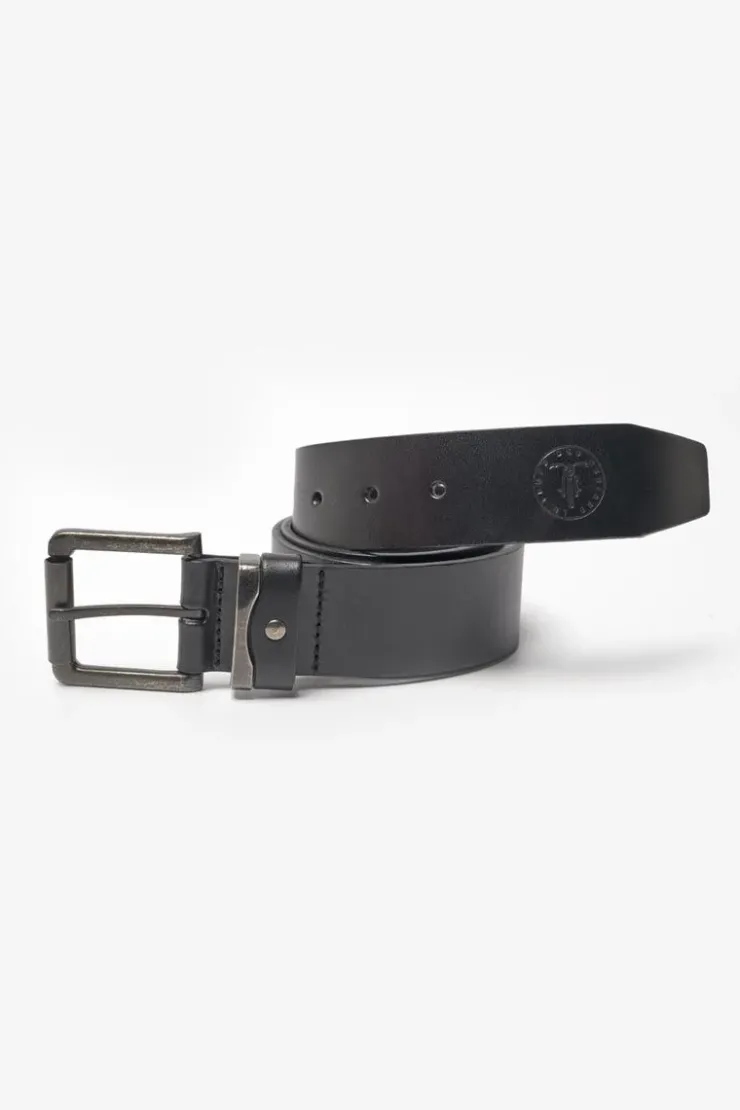 Homme Le Temps des Cerises Ceintures-Ceinture Coral En Cuir Noir