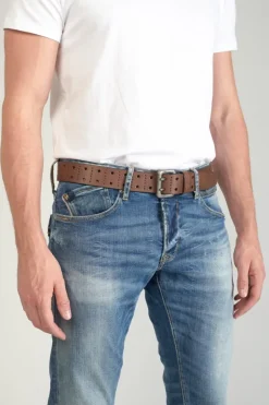 Homme Le Temps des Cerises Ceintures-Ceinture Geles En Cuir Marron