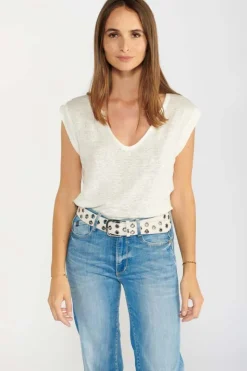 Femme Le Temps des Cerises Ceintures-Ceinture Minog En Daim Creme