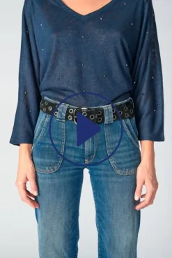 Femme Le Temps des Cerises Ceintures-Ceinture Minog En Daim Noir