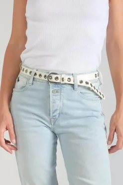 Femme Le Temps des Cerises Ceintures-Ceinture Taouna En Cuir Blanc