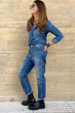 Femme Le Temps des Cerises Coupe Boyfit-Charpentier Boyfit By Veronika Loubry Jeans Bleu N°2