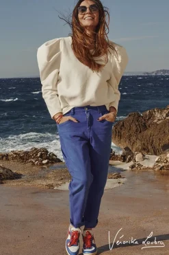 Femme Le Temps des Cerises Coupe Boyfit-Charpentier Boyfit By Veronika Loubry Jeans Bleu