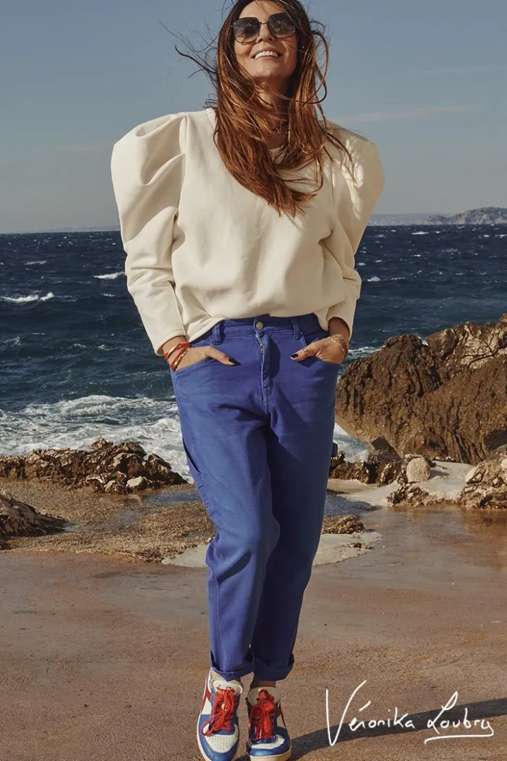 Femme Le Temps des Cerises Coupe Boyfit-Charpentier Boyfit By Veronika Loubry Jeans Bleu