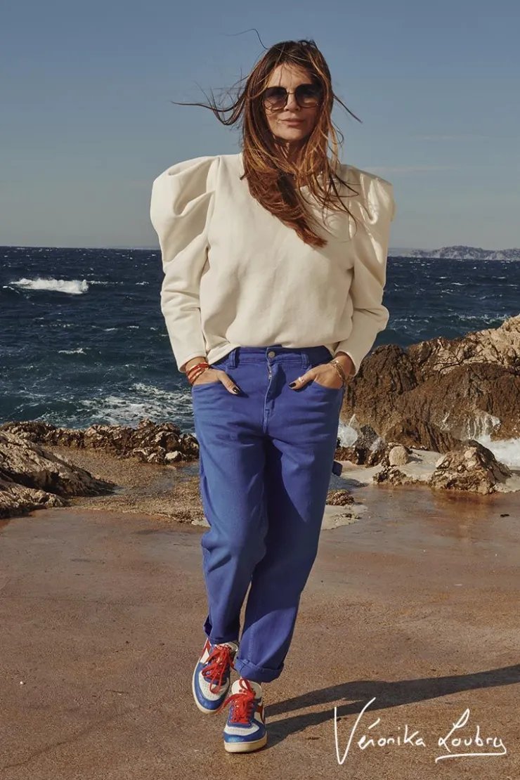 Femme Le Temps des Cerises Coupe Boyfit-Charpentier Boyfit By Veronika Loubry Jeans Bleu