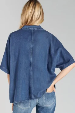 Femme Le Temps des Cerises Chemises-Chemise Alama En Tencel Bleu