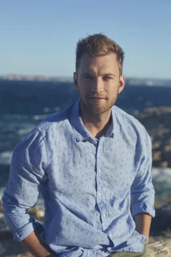 Homme Le Temps des Cerises Chemises-Chemise Arpe En Lin Melange Bleu Ciel