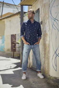 Homme Le Temps des Cerises Chemises-Chemise Birdy A Motif Oiseaux