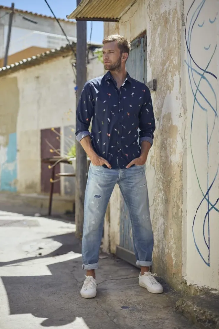 Homme Le Temps des Cerises Chemises-Chemise Birdy A Motif Oiseaux