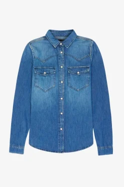 Femme Le Temps des Cerises Chemises Et Vestes-Chemise En Jeans Juanita Bleue