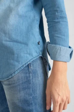 Femme Le Temps des Cerises Chemises Et Vestes-Chemise En Jeans Juanita Bleu Clair