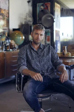 Homme Le Temps des Cerises Chemises-Chemise Fibor A Motif Fleuri Noir Et Blanc