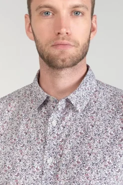 Homme Le Temps des Cerises Chemises-Chemise Flam A Motif Fleuri Rose