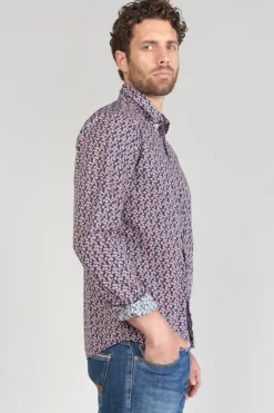 Homme Le Temps des Cerises Chemises-Chemise Floy A Motif Fleuri Rouge