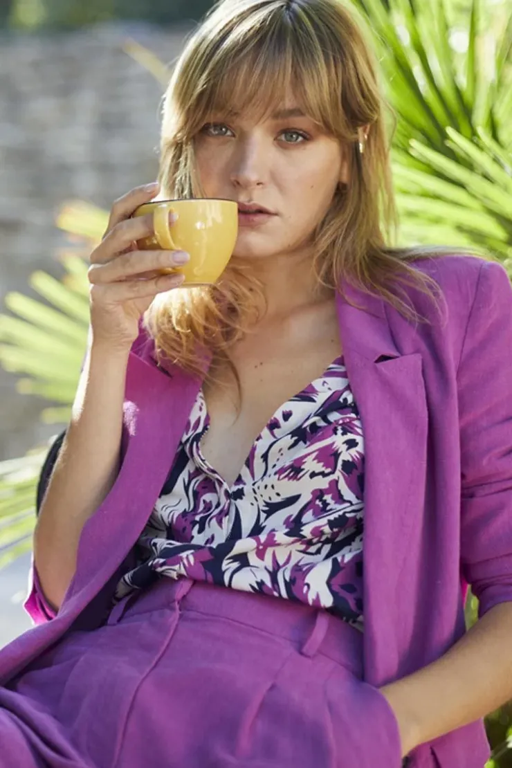 Femme Le Temps des Cerises Chemises-Chemise Gabryel A Motif Jungle Violine