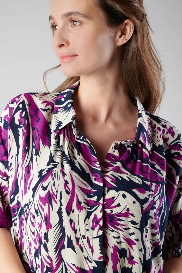 Femme Le Temps des Cerises Chemises-Chemise Gabryel A Motif Jungle Violine